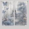 TEOTKOEXLA Paris Eiffel Tower, Blackout Drapes Panel for Living Room Vintage Paris Abstract Pink Flower France City Lover Light Reducing Rod Pocket Drapes for Living Room 55x63 Inch view 2