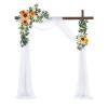 2 Pcs Wedding Sunflower Willows Leaves Swag with 1 Pcs Gauze Set, Rose Flower and Eucalyptus Mesh Kit for Ceremony Arch, Boho Welcome Sign Corner Flower, for Banquet,Party, Reception(Yellow White) view 2