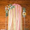2 Pcs Wedding Sunflower Willows Leaves Swag with 1 Pcs Gauze Set, Rose Flower and Eucalyptus Mesh Kit for Ceremony Arch, Boho Welcome Sign Corner Flower, for Banquet,Party, Reception(Yellow White) view 4
