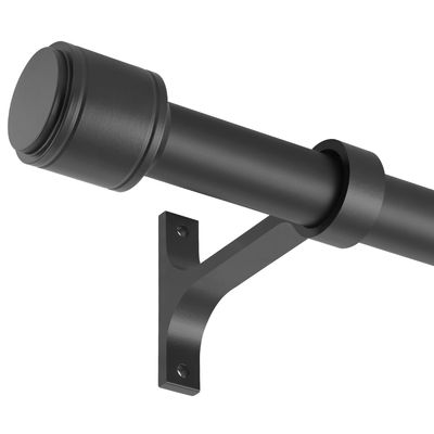 Lwiiom Black Curtain Rods for Windows 16-120 Inch, 1 Inch Diameter Blackout Curtain Rod with Aluminum Cylinder Finials and Full Surround Brackets,Window Curtain Rod for Wall and Ceiling Mount