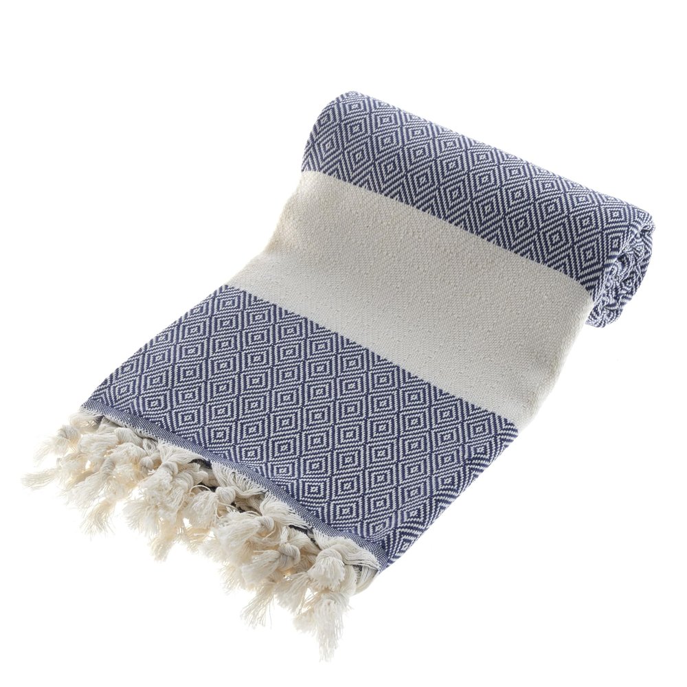 BABY SHOWER CHOCOLATE Turkish Beach Towel Peshtemal 100% Cotton Quick Dry Boho Decor Camping Blanket 39x71 inches (Navy Blue)