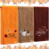 Fanfanwin 3 Pcs Thanksgiving Hand Towels for Bathroom 13.8 x 29.5 Inch Fall Decorative Bath Towels Sets 100% Cotton Embroidered Pumpkin Autumn Maple Bathroom Decor(Orange and Brown,Pumpkin) view 1