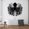 LARNT Metal Octopus Wall Art, Octopus Wall Decor, Ocean Monster Sculpture, Kraken Metal Wall Hanging, Sea Life Wall Decor, Nautical Wall Hanging, Bathroom Wall Art (White, 17"x19"|43x47cm) view 2