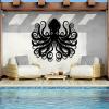 LARNT Metal Octopus Wall Art, Octopus Wall Decor, Ocean Monster Sculpture, Kraken Metal Wall Hanging, Sea Life Wall Decor, Nautical Wall Hanging, Bathroom Wall Art (White, 17"x19"|43x47cm) view 3