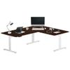 Progressive Desk Stand Up Height Adjustable Electric Standing Desk - L Shaped 72" x 60" Corner Computer Rising Workstation Table - White Frame, Roasted Walnut Top view 1