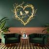lecyin Birds on Branch Metal Wall Decor, Tree of Life Wall Art, Metal Heart Sign, Large Branch Hanging, Bird Sign, Above Bed Art, Bedroom Wall Decor, Love Gift (Gold, 25"x28"|63x70cm) view 1