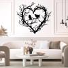 lecyin Birds on Branch Metal Wall Decor, Tree of Life Wall Art, Metal Heart Sign, Large Branch Hanging, Bird Sign, Above Bed Art, Bedroom Wall Decor, Love Gift (Gold, 25"x28"|63x70cm) view 3