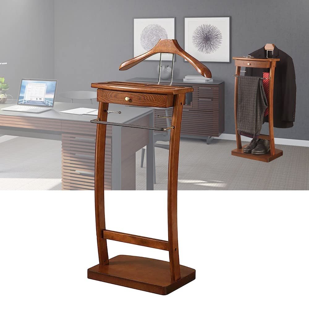 EHVYBDX Coat Rack Suit Stands Butler Clothing Racks Wood Suit Valet Stand Clothes Rack With Base Floor Standing Suit Hanger Rack