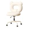 DJKFH Swivel Computer Office Desk Chair - Home Office Chair, High Rebound Sponge, Leather Chair Surface, 10cm Height Adjustment, Suitable for Learning, Office, and Home Use, 42cm85cm, White view 1