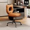 DJKFH Swivel Computer Office Desk Chair - Home Office Chair, High Rebound Sponge, Leather Chair Surface, 10cm Height Adjustment, Suitable for Learning, Office, and Home Use, 42cm85cm, White view 2