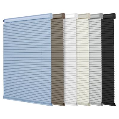 BERISSA No Drill No Tool Cordless Mini Window Blinds 1 inch Venetian Blind Aluminum Horizontal Blinds Camper Blinds for Interior Inside46.5" W x 59" H Blue