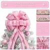 Hismir Christmas Tree Topper Bow53x13 Inches Large Christmas Bow with Glitter Streamer and Patterned RibbonDecorative Bows for Xmas Tree Wreath Door Festival Home Decor(Pink Snowflake) view 2