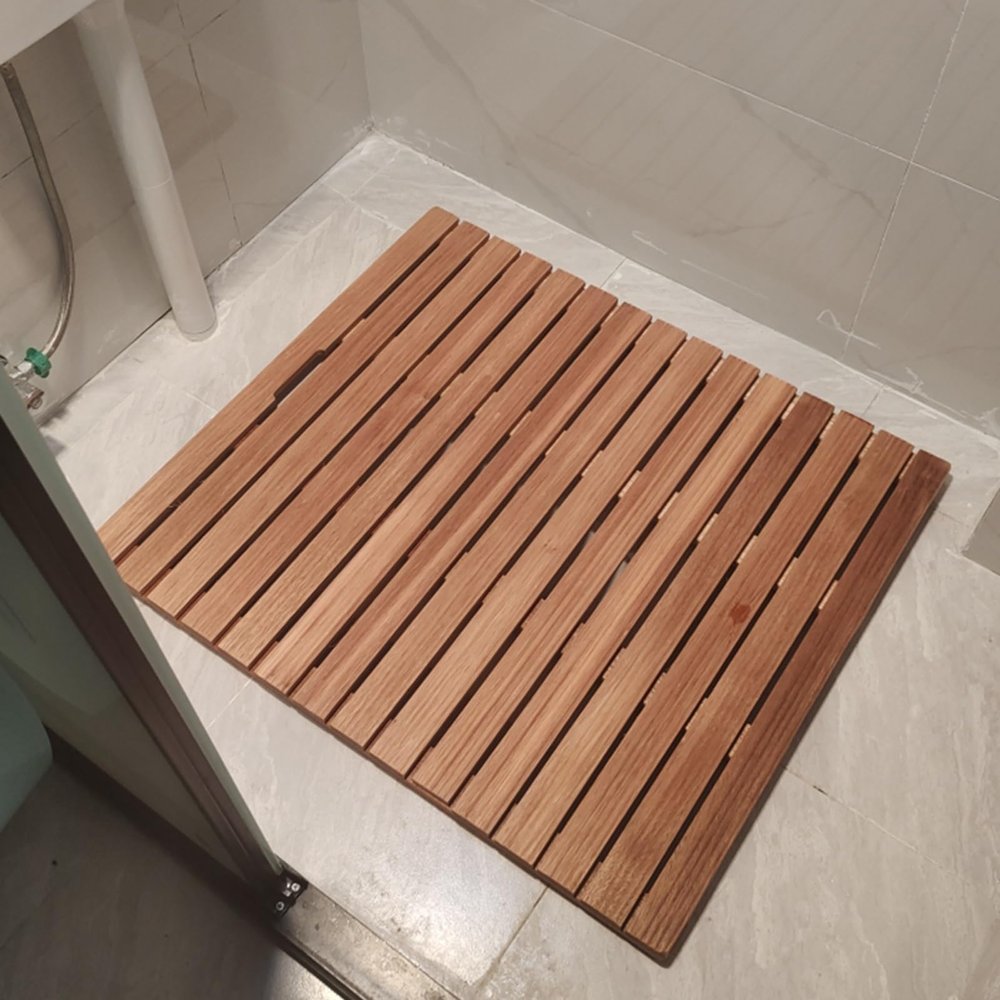 Blazea Bathroom Floor Wood Bath Mat, 12 16 20 24 30 36 in Indoor Outdoor Shower Bath Mat, Non-Slip Natural Slatted Platform for Bathtub Kitchen Doorway(70x120cm (27 1/2x47 1/4"))