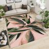 Abstract Pink Green Tropical Plant Area Rugs, Luxury Nordic Banana Leaf Indoor Carpet, Decorative Carpet Non-Slip Large Area Easy to Clean, Suitable for Kids Boys Girls Living Room 4ftx6ft view 3