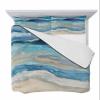 Full Size Quilt Set,Gradient Ocean Blue Waves Seaside Beach Lightweight Bedspread Coverlet Set Soft Microfiber Summer Quilt with 2 Pillow Shams,Abstract Coastal Artwork 3 Piece Comforter Bedding Set view 3