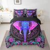 Erosebridal Exotic Elephant Queen Comforter Set 7 Piece Boho Chic Animal Floral Bed in A Bag Bohemian Hippie Bedding Set with Sheet Set and Pillow Covers,Reversible Black Bed Set view 1