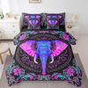 Erosebridal Exotic Elephant Queen Comforter Set 7 Piece Boho Chic Animal Floral Bed in A Bag Bohemian Hippie Bedding Set with Sheet Set and Pillow Covers,Reversible Black Bed Set view 3