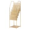 FENOKD Newspaper Racks Zine Display Rack Modern Floor Bookshelf Simple Shelf Newspaper Storage Rack Floor Zine Rack Wrought Iron Small Bookshelf Gold Zine Rack view 1