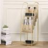 FENOKD Newspaper Racks Zine Display Rack Modern Floor Bookshelf Simple Shelf Newspaper Storage Rack Floor Zine Rack Wrought Iron Small Bookshelf Gold Zine Rack view 3
