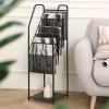 FENOKD Newspaper Racks Zine Display Rack Modern Floor Bookshelf Simple Shelf Newspaper Storage Rack Floor Zine Rack Wrought Iron Small Bookshelf Gold Zine Rack view 4
