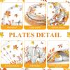 Pickmesh 250 Pcs Fall Thanksgiving Paper Plates Cups and Napkins Party Decoration Pumpkins Maple Leaf Plates Napkins Cups for Fall Thanksgiving Birthday Wedding Party Supplies, 50 Guests view 2