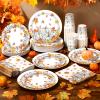 Pickmesh 250 Pcs Fall Thanksgiving Paper Plates Cups and Napkins Party Decoration Pumpkins Maple Leaf Plates Napkins Cups for Fall Thanksgiving Birthday Wedding Party Supplies, 50 Guests view 4