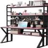 HomeLoft Basics Computer Desk, Vanity Desk, Bedside Tables,with Hutch,gaming Desk with Pegboard,home,pink,solid, Computertable with Storage Shelves Metal Legs(47.2"", Black pink) view 1