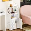 Sarkoyar Modern White Bathroom Storage Cabinet, 40cm x 24cm x 90cm, 4 Levels, 3 Shelves, 2 Compartments, 2 Doors, Freestanding, Sturdy PVC Construction, Easy Assembly view 3