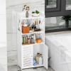 Sarkoyar Modern White Bathroom Storage Cabinet, 40cm x 24cm x 90cm, 4 Levels, 3 Shelves, 2 Compartments, 2 Doors, Freestanding, Sturdy PVC Construction, Easy Assembly view 4
