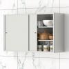 XPLKQXE Garage Tool Cabinet, Stainless Steel Wall Cabinet, Wall Mount Kitchen Storage Cabinets with Sliding Doors and Removable Shelf Pantry/Office/Warehouse(100x38x60cm) view 2