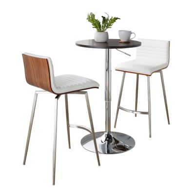 LumiSource Mason Swivel Adjustable Counter Height Dining 3 Piece Set, Pub Table and Stools, High Top Table Set for 2, Counter Table and Chairs Set of 2, Kitchen & Dining Room Sets (White)