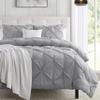 Nestl California King Duvet Cover Grey - Soft Double Brushed Duvet Set with Button Closure & Corner Ties, 3 Piece Luxurious Pinch Pleated Duvet Cover Set 104x98 Inches with 2 Pillow Shams view 1