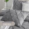 Nestl California King Duvet Cover Grey - Soft Double Brushed Duvet Set with Button Closure & Corner Ties, 3 Piece Luxurious Pinch Pleated Duvet Cover Set 104x98 Inches with 2 Pillow Shams view 2