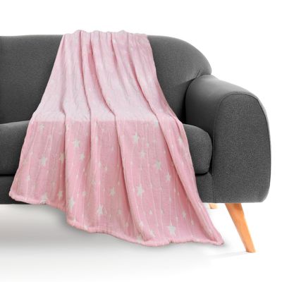 Elegant Comfort Glow in The Dark Lightweight Throw Blanket - Ultra Soft, Fuzzy and Cozy Luminous Blanket - All Season Decorative for Kids Throw Blankets, 50 X 60 inches, Star Light