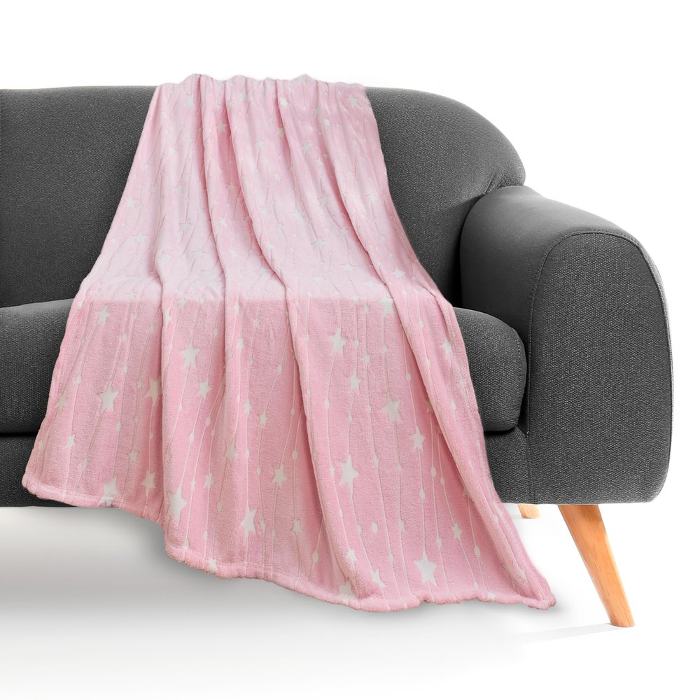 Elegant Comfort Glow in The Dark Lightweight Throw Blanket - Ultra Soft, Fuzzy and Cozy Luminous Blanket - All Season Decorative for Kids Throw Blankets, 50 X 60 inches, Star Light