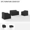 Crosley Furniture Patio Furniture Covers, Waterproof 3-Piece Cover Set for Outdoor Chairs and Loveseat, Black view 4
