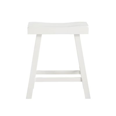 Home 2 Office 24" Jackson Wood Saddle Barstool, Solid Wood with Contoured Seat and Footrest, Adjustable Levelers, 300 lbs Capacity, White Finish