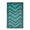 Hearth & Harbor Bathroom Rugs, Shaggy Plush Bath Mat, Ultra Soft Non Slip Backing Rubber, Chevron Design Bath Rug, Green, 2 Piece Set view 2