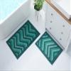 Hearth & Harbor Bathroom Rugs, Shaggy Plush Bath Mat, Ultra Soft Non Slip Backing Rubber, Chevron Design Bath Rug, Green, 2 Piece Set view 4