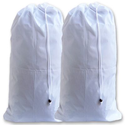 eco2go (2 Pack) Large Heavy Duty White Laundry Bags, Drawstrings, Lock Closures