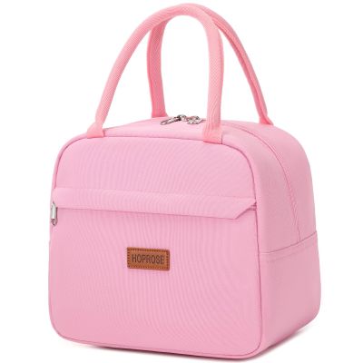 Insulated Lunch Bag for Women Men Adults Lunch Tote with Front Pocket Lunch Box Container Cooler Bag for Work Picnic (Pink)