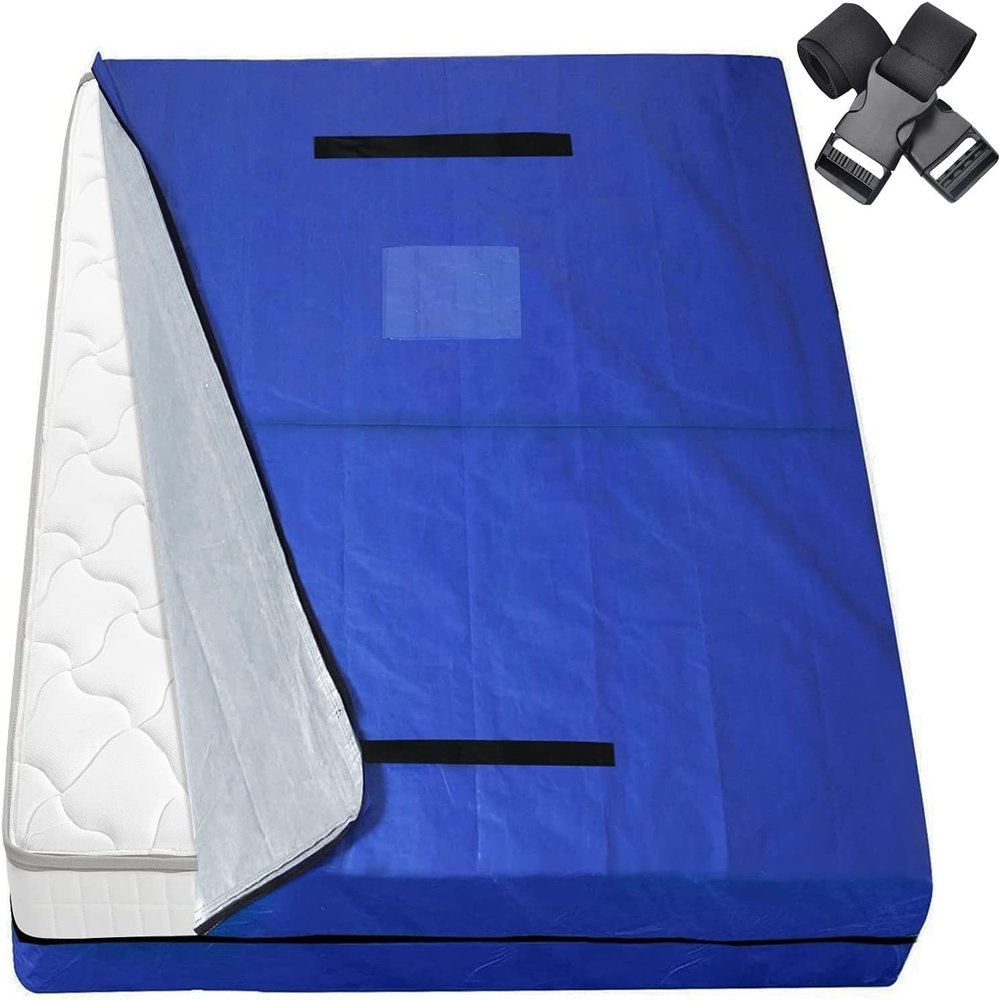 KGBNYSS Mattress Storage Bags Single Mattress Protector with Zipper and 8 Sturdy Handles, Mattress Storage Bag, Waterproof(77 x 42 x 15''), Blue