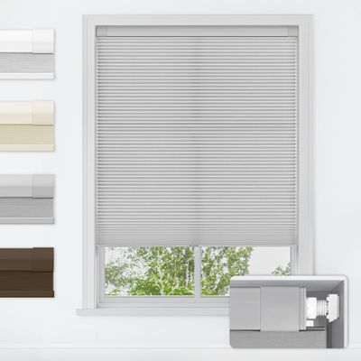 LazBlinds No Tools No Drill Cordless Cellular Shades, Light Filtering Honeycomb Shades for Home, Thermal Insulation Blinds for Windows, 38" W x 48" H, Grey