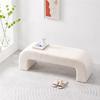 LMYYDES Boucle Bench, End of Bed Bench, Rectangular Bench, Modern Sherpa Bench, Velvet Sherpa Ottoman Bench, for Bedroom Hallway,Brown-80cm view 2