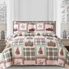 Christmas Bedding Set Twin Christmas Quilt Bedspread Xmas Coverlet,Red Green Plaid Patchwork Christmas Quilt Bedding Holiday Christmas Quilt Bedspread Lightweight Reversible Gnome Christmas Decor Gift view 1