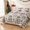 Christmas Bedding Set Twin Christmas Quilt Bedspread Xmas Coverlet,Red Green Plaid Patchwork Christmas Quilt Bedding Holiday Christmas Quilt Bedspread Lightweight Reversible Gnome Christmas Decor Gift view 2