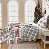 Christmas Bedding Set Twin Christmas Quilt Bedspread Xmas Coverlet,Red Green Plaid Patchwork Christmas Quilt Bedding Holiday Christmas Quilt Bedspread Lightweight Reversible Gnome Christmas Decor Gift view 3