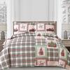 Christmas Bedding Set Twin Christmas Quilt Bedspread Xmas Coverlet,Red Green Plaid Patchwork Christmas Quilt Bedding Holiday Christmas Quilt Bedspread Lightweight Reversible Gnome Christmas Decor Gift view 4