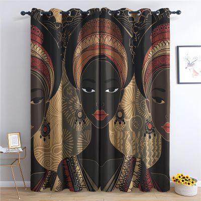 African Queen Curtains for Bedroom - 108 Inch Length 2 Panels Set, Ethnic Beauty Print Blackout Curtains for Living Room, Room Darkening Thermal Curtains & Drapes, Grommet Window Treatments -ZP&245