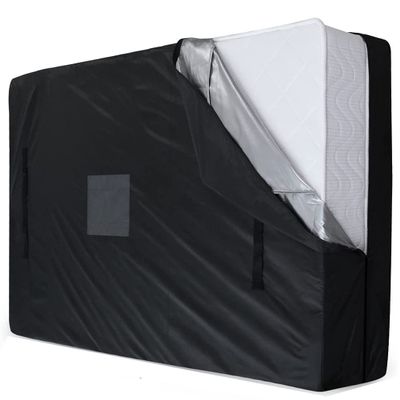 KGBNYSS Mattress Bags for Moving Double Zippers Reusable Heavy Duty Mattress Protector with 8 Handles & Adjustable Straps, Mattress Bag King Size, Black(196x38x148cm)